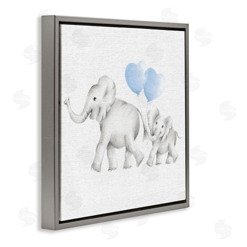 Studio Q | Elephant Family with Blue Balloons