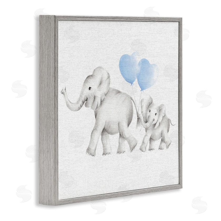 Studio Q | Elephant Family with Blue Balloons