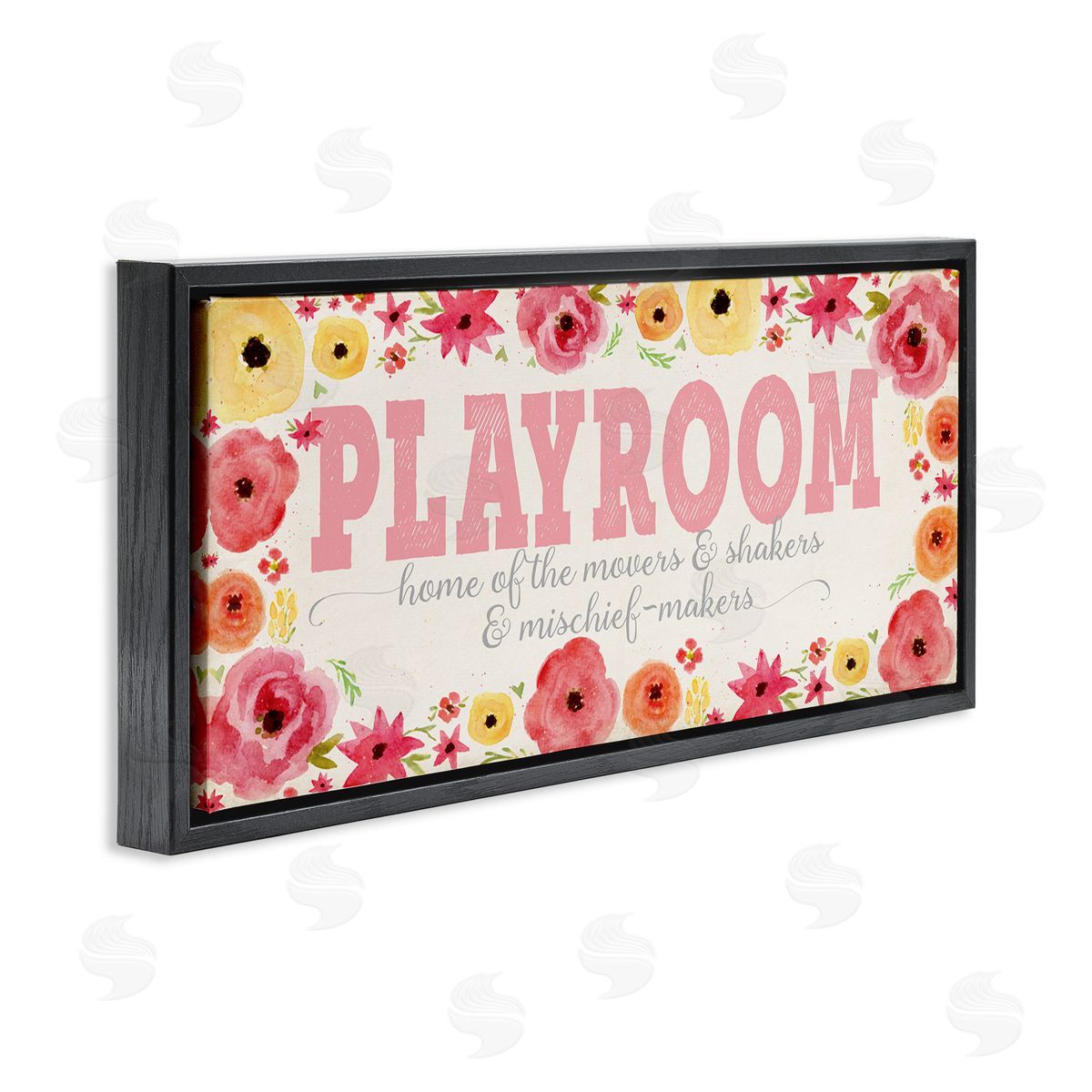 Playroom Of Mischief Makers Pink Black Floating Frame Canvas Wall Art, Home Decor by Stephanie Workman Marrott