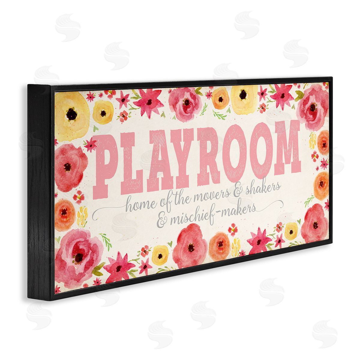 Playroom Of Mischief Makers Pink Black Frame Print Wall Art, Home Decor by Stephanie Workman Marrott