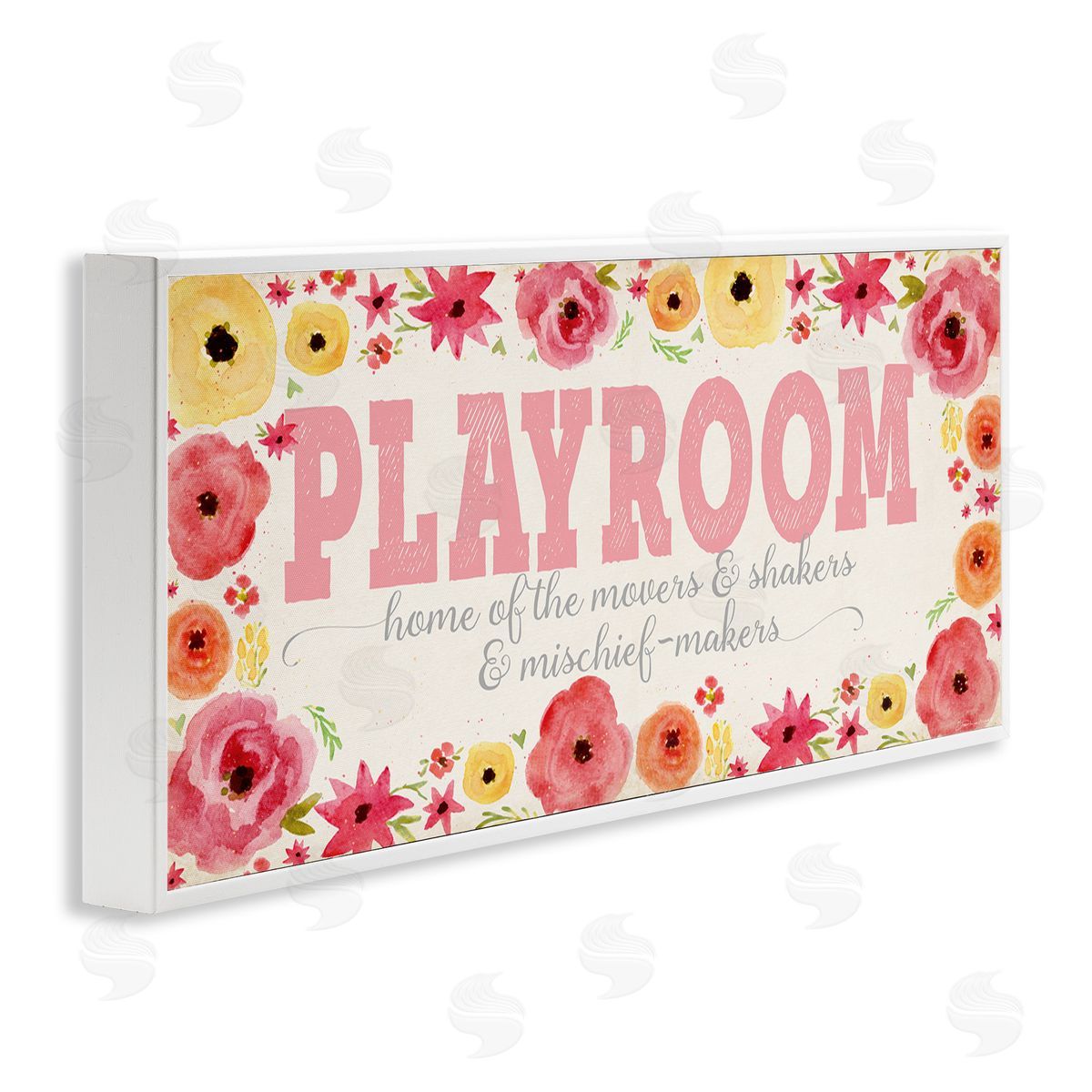 Playroom Of Mischief Makers Pink White Frame Print Wall Art, Home Decor by Stephanie Workman Marrott