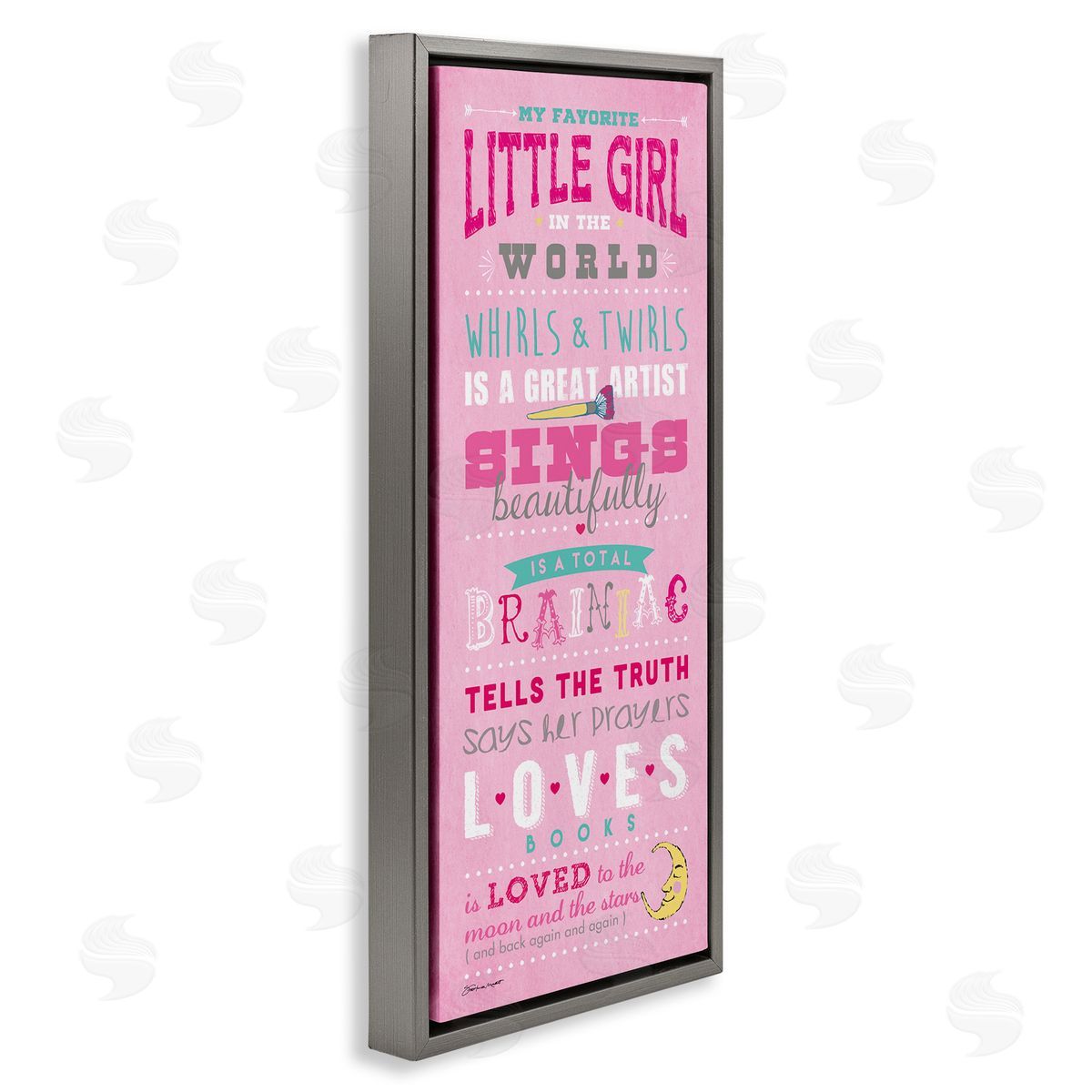 Favorite Little Girl In The World Grey Floating Frame Canvas Wall Art, Home Decor by Stephanie Workman Marrott