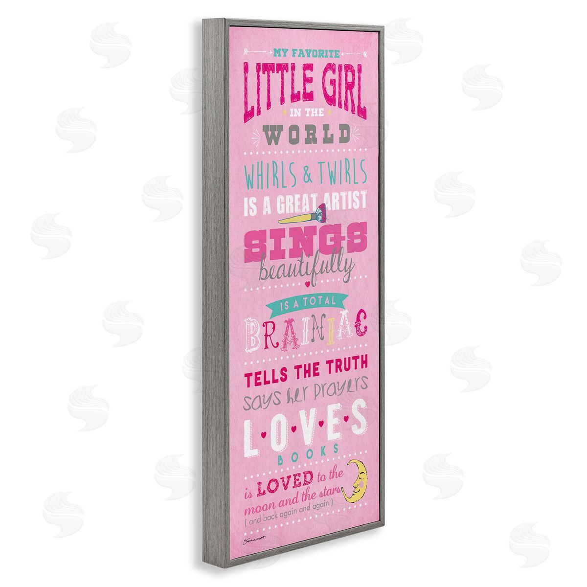 Favorite Little Girl In The World Grey Frame Print Wall Art, Home Decor by Stephanie Workman Marrott