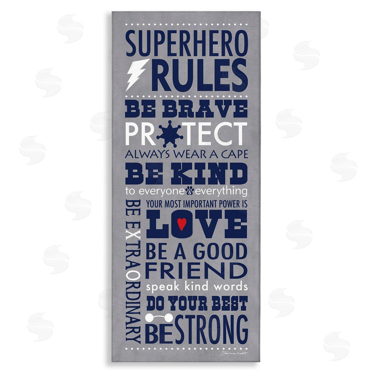 Superhero Rules Typography Canvas Wall Art, Home Decor by Stephanie Workman Marrott