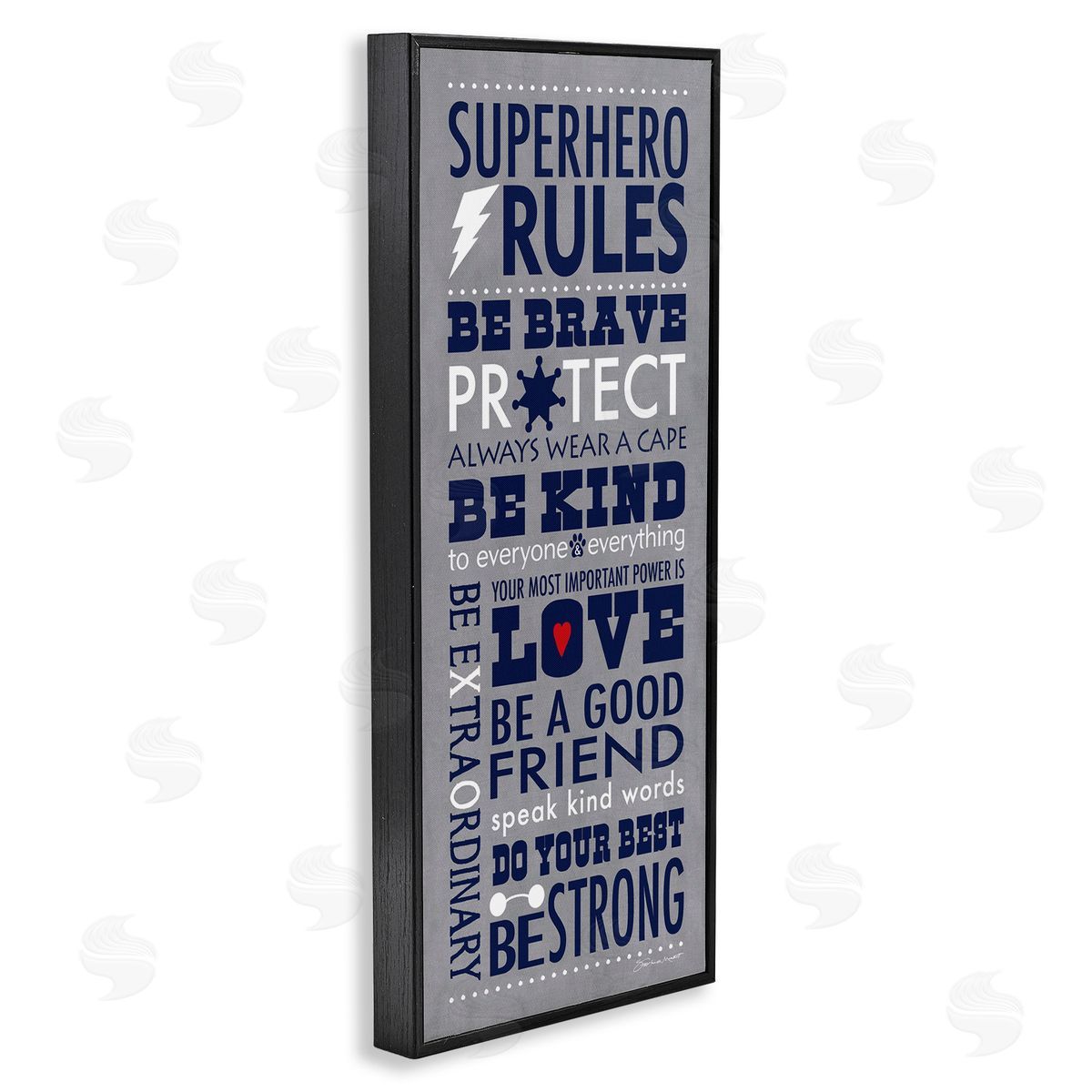 Superhero Rules Typography Black Frame Print Wall Art, Home Decor by Stephanie Workman Marrott