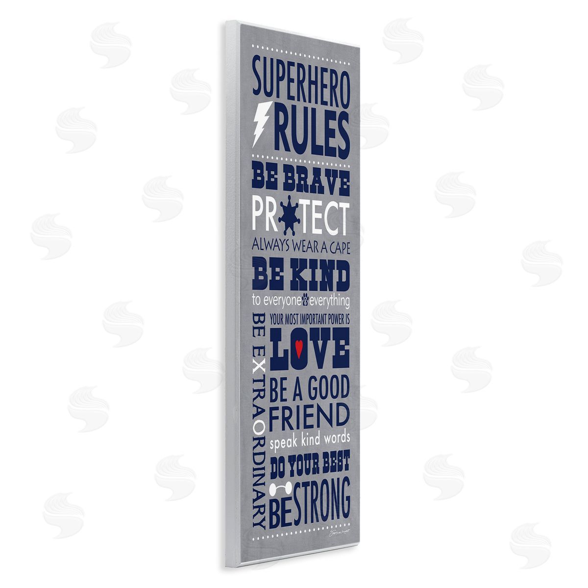 Superhero Rules Typography Wood Plaque Wall Art, Home Decor by Stephanie Workman Marrott