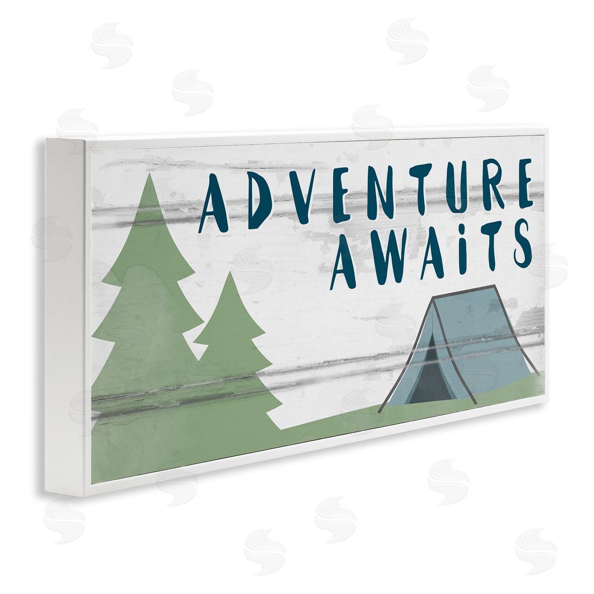 Adventure Awaits Camping Scene White Frame Print Wall Art, Home Decor by Jessica Mundo