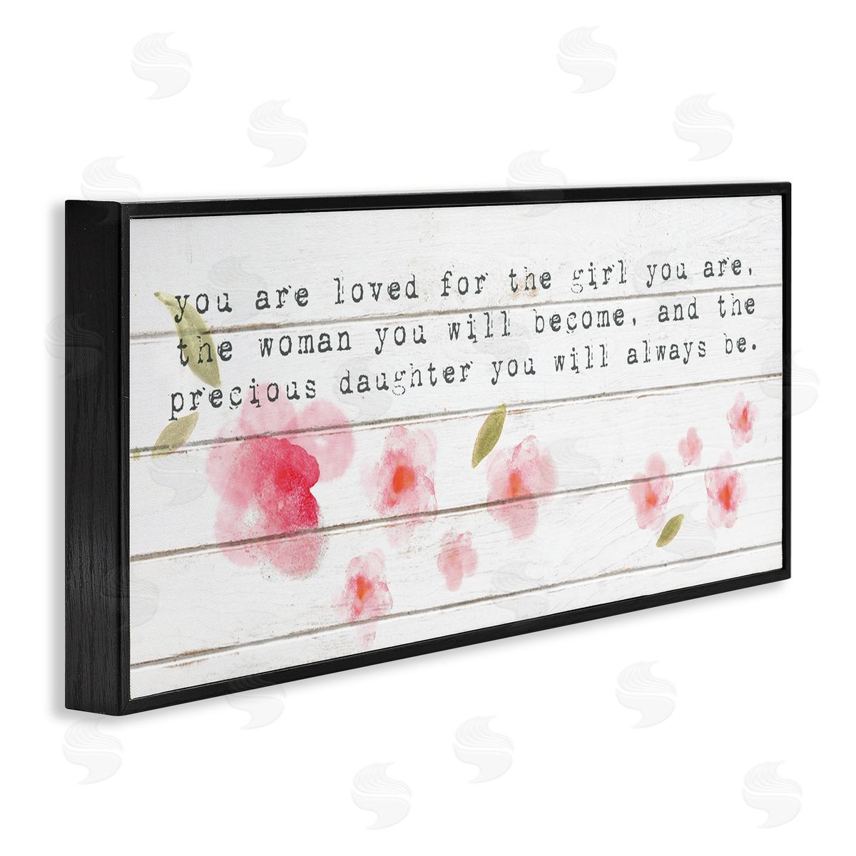 Precious Daughter with Pink Flowers Black Frame Print Wall Art, Home Decor by Stupell Studio