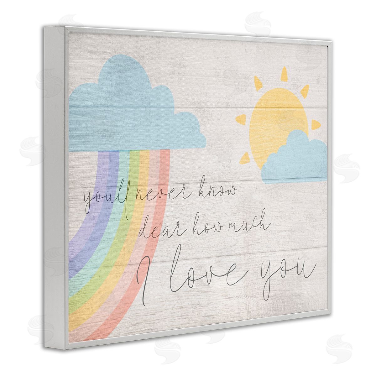 Love You with Rainbow & Clouds White Frame Print Wall Art, Home Decor by Stupell Studio