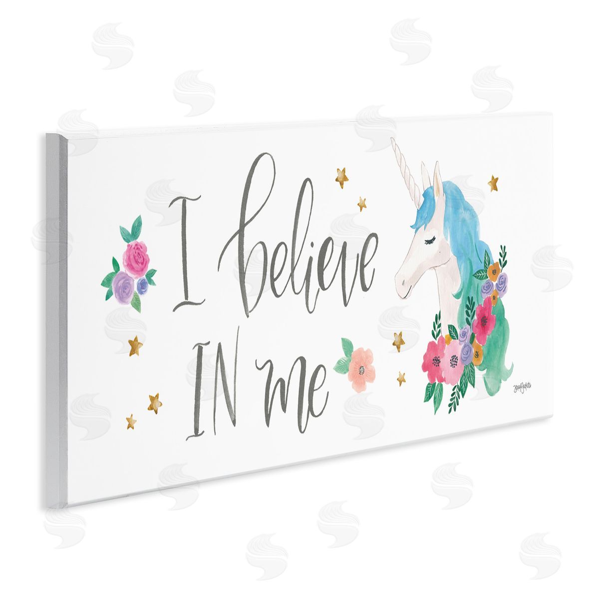 Believe In Me Blue Unicorn Wood Plaque Wall Art, Home Decor by Jenaya Jordan