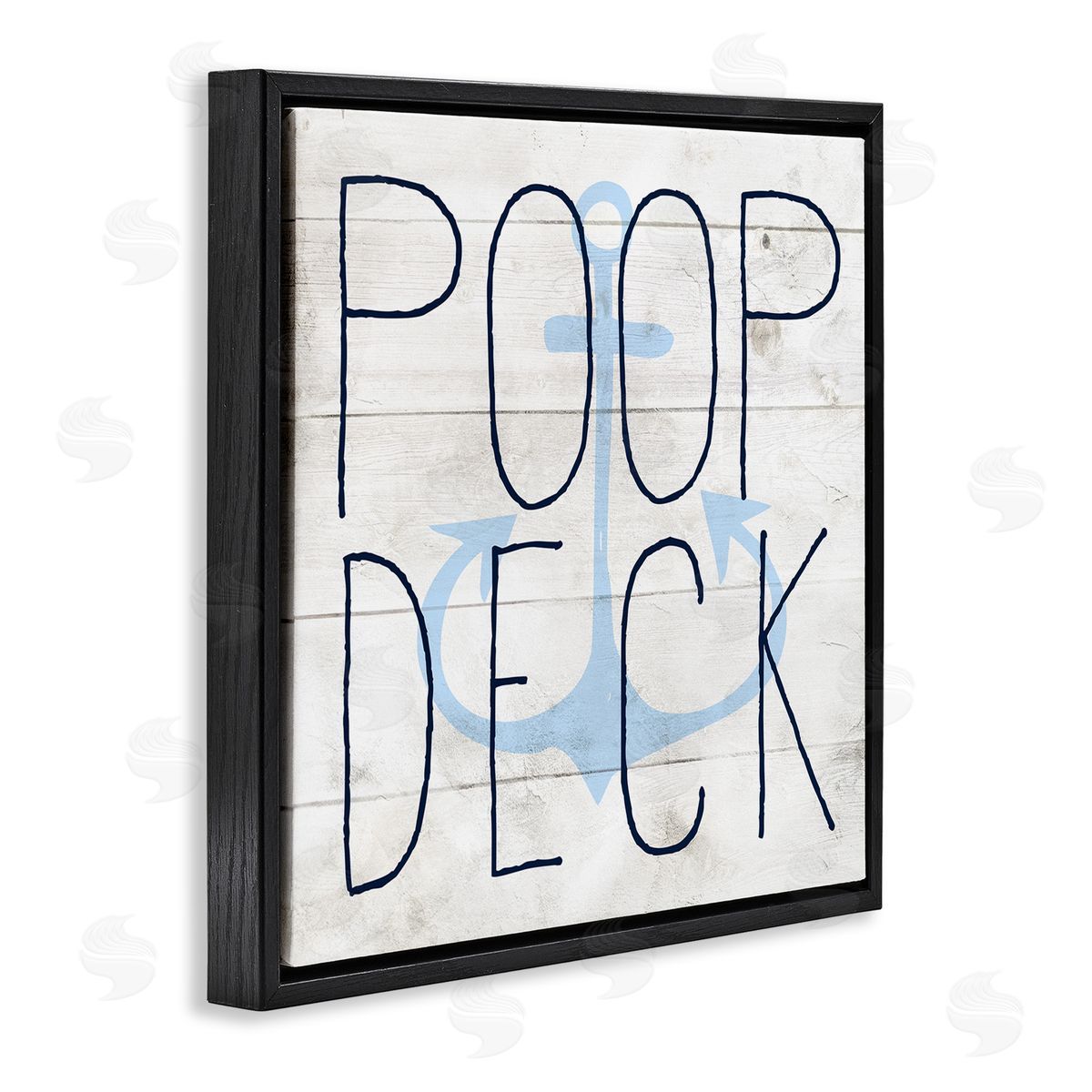 Poop Deck Funny Beach House Black Floating Frame Canvas Wall Art, Home Decor by Stupell Studio