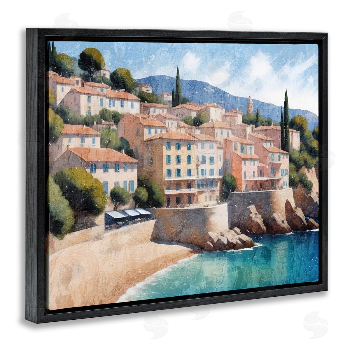 Charming Coastal Architecture Black Floating Frame Canvas Wall Art, Home Decor by Kim Allen