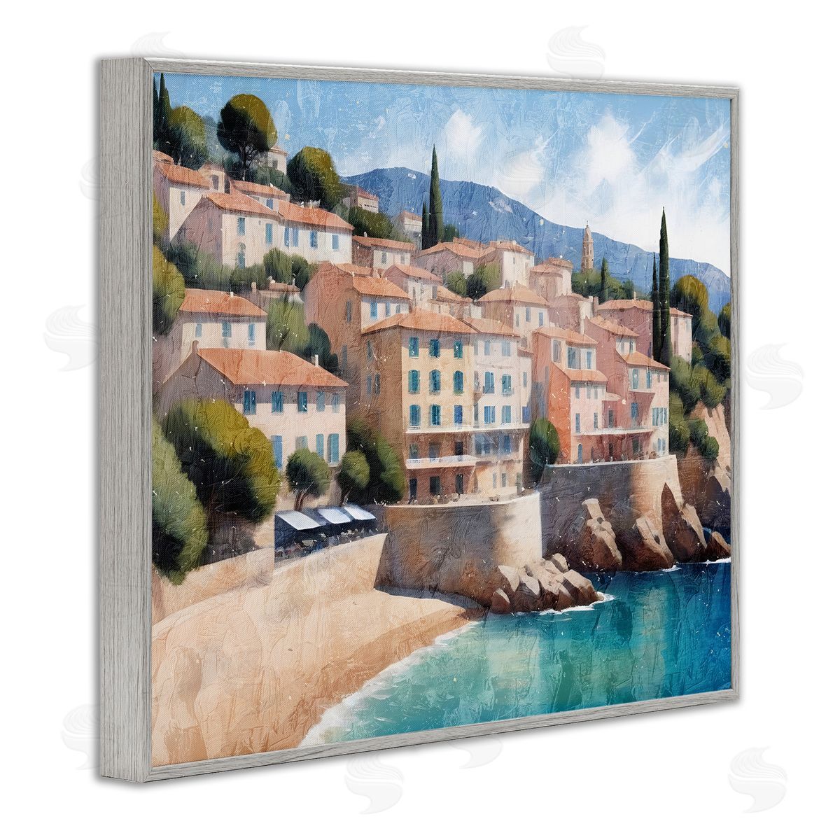 Charming Coastal Architecture Grey Frame Print Wall Art, Home Decor by Kim Allen