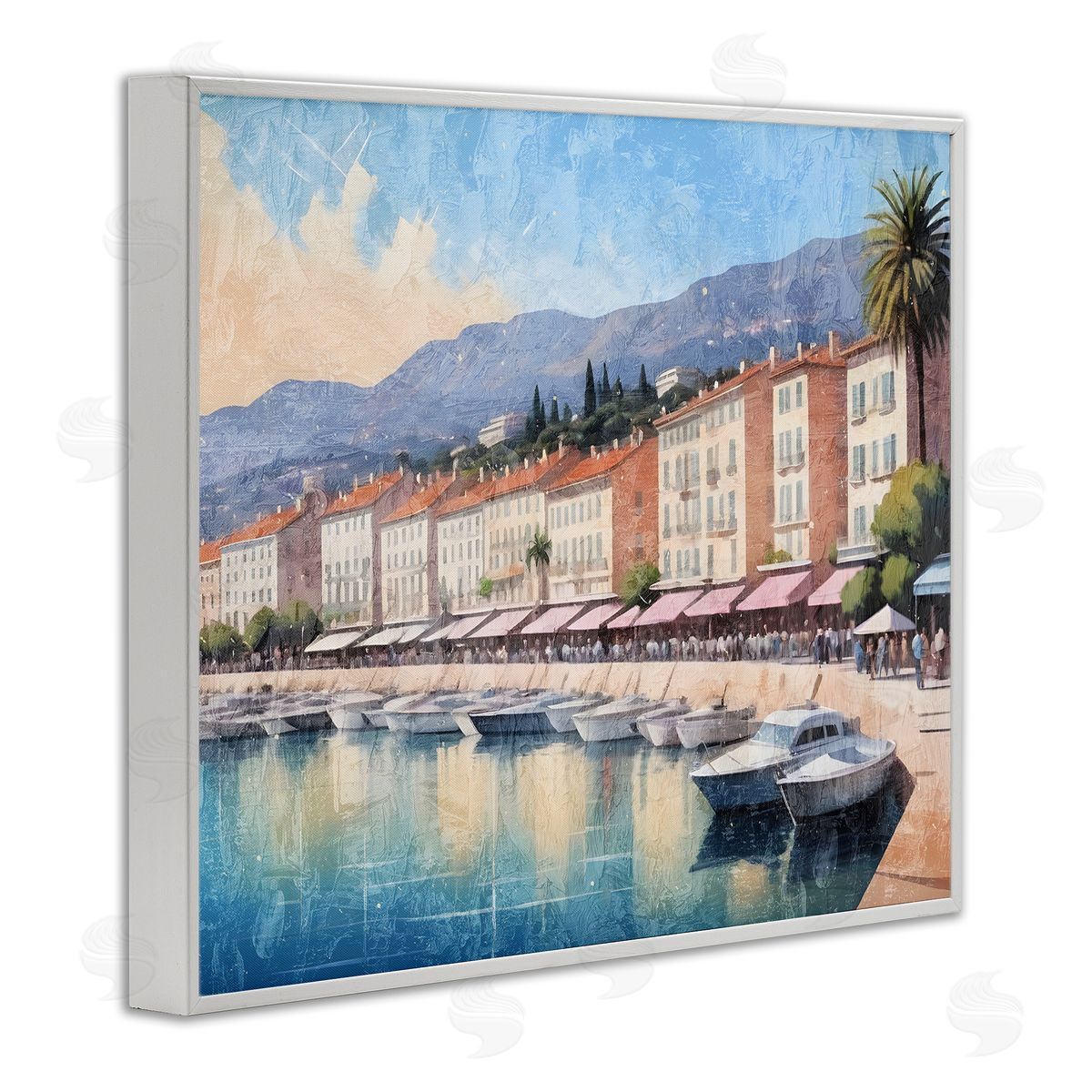 Quaint Seaside Marina White Frame Print Wall Art, Home Decor by Kim Allen