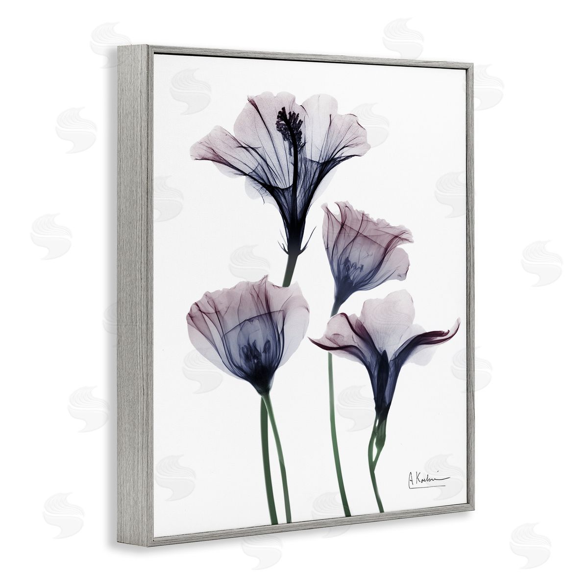 Bountiful Dusk Flowers Grey Frame Print Wall Art, Home Decor by Albert Koetsier