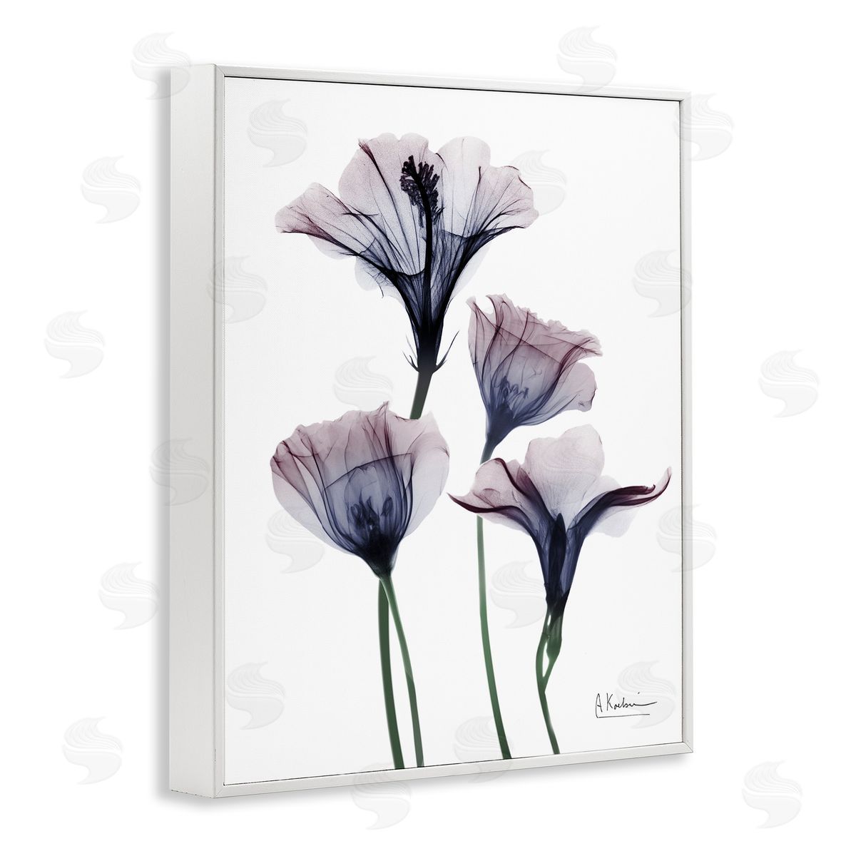 Bountiful Dusk Flowers White Frame Print Wall Art, Home Decor by Albert Koetsier