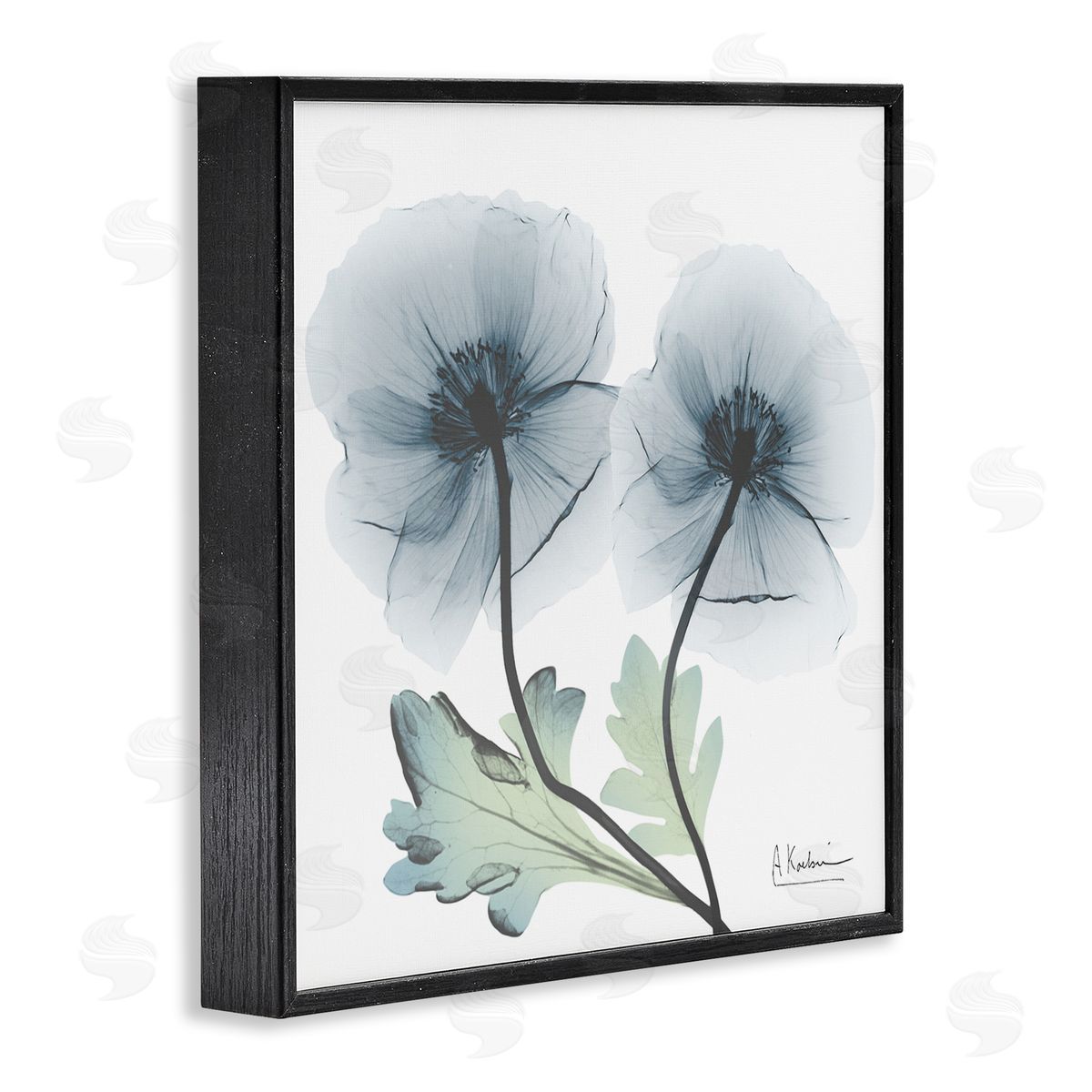 Sapphire Florals Duo Black Frame Print Wall Art, Home Decor by Albert Koetsier