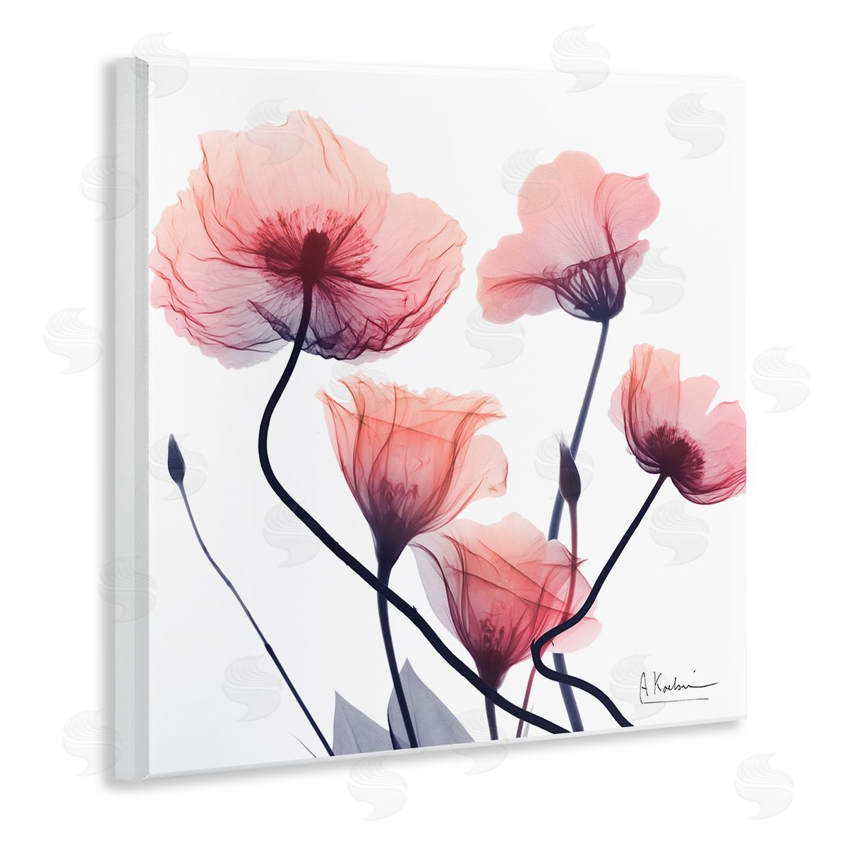 Pink Chic Simple Flowers Wood Plaque Wall Art, Home Decor by Albert Koetsier