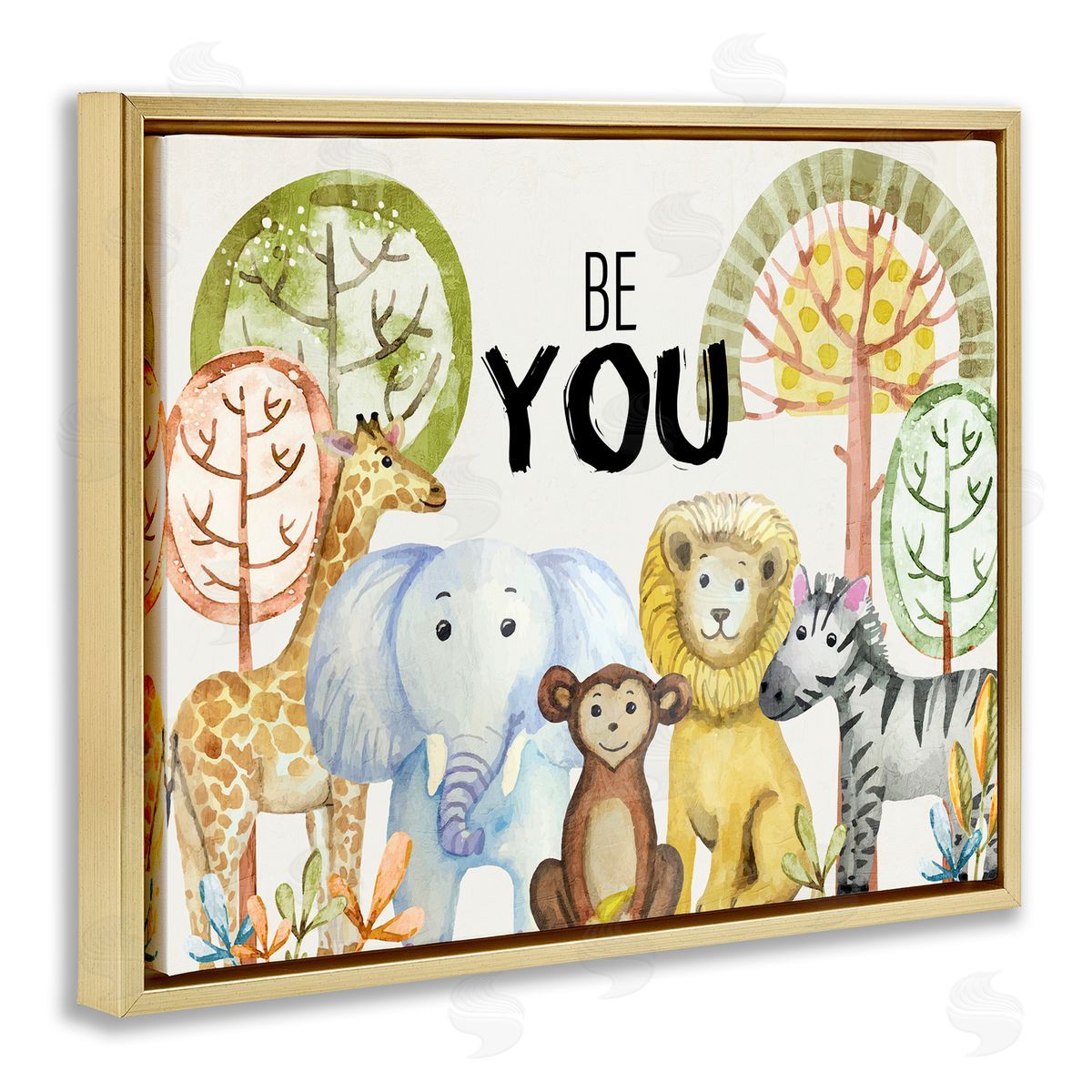 Be You Jungle Animals Gold Floating Frame Canvas Wall Art, Home Decor by Kim Allen