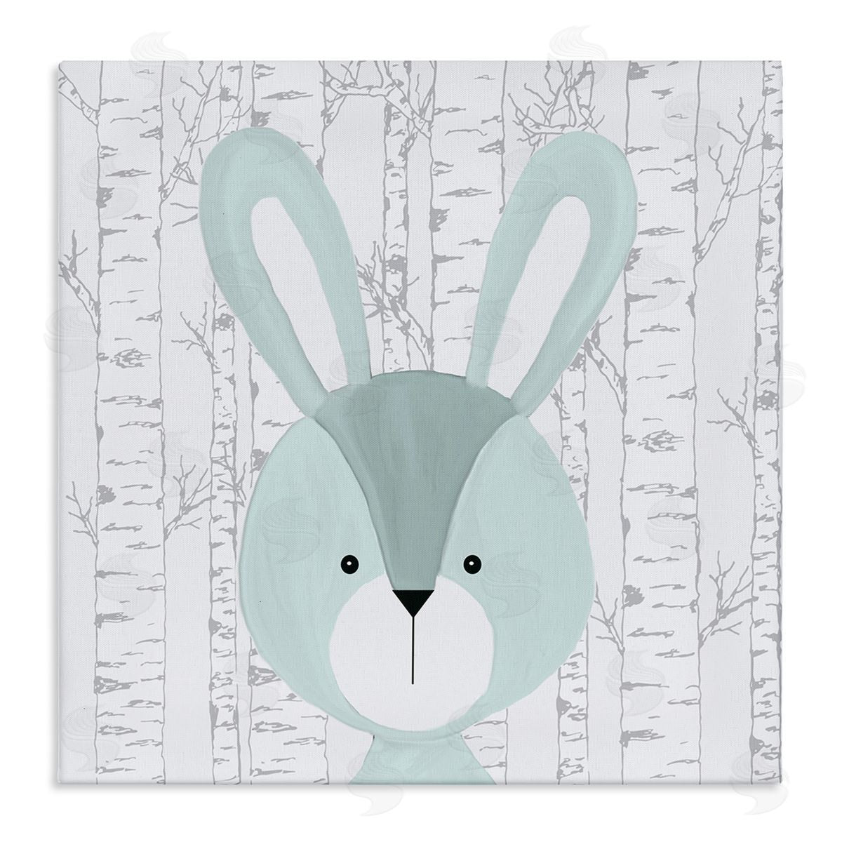 Charming Bunny on Birch Canvas Wall Art, Home Decor by Kim Allen