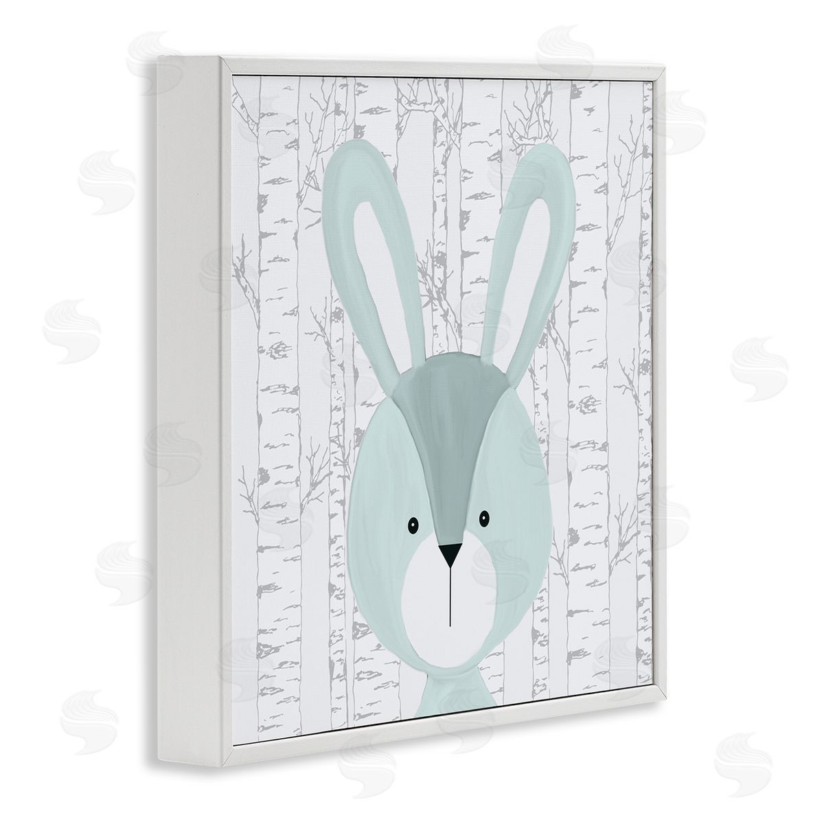 Charming Bunny on Birch White Frame Print Wall Art, Home Decor by Kim Allen