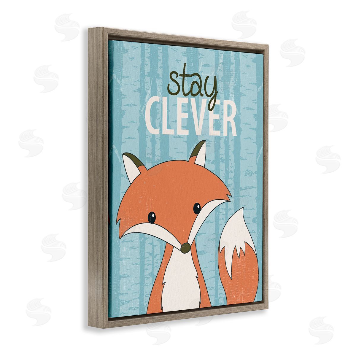 Stay Clever with Fox Brown Floating Frame Canvas Wall Art, Home Decor by Kim Allen