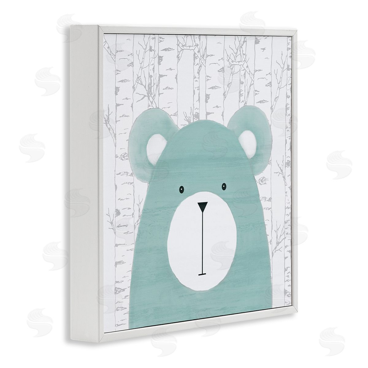 Whimsical Bear on Birch White Frame Print Wall Art, Home Decor by Kim Allen