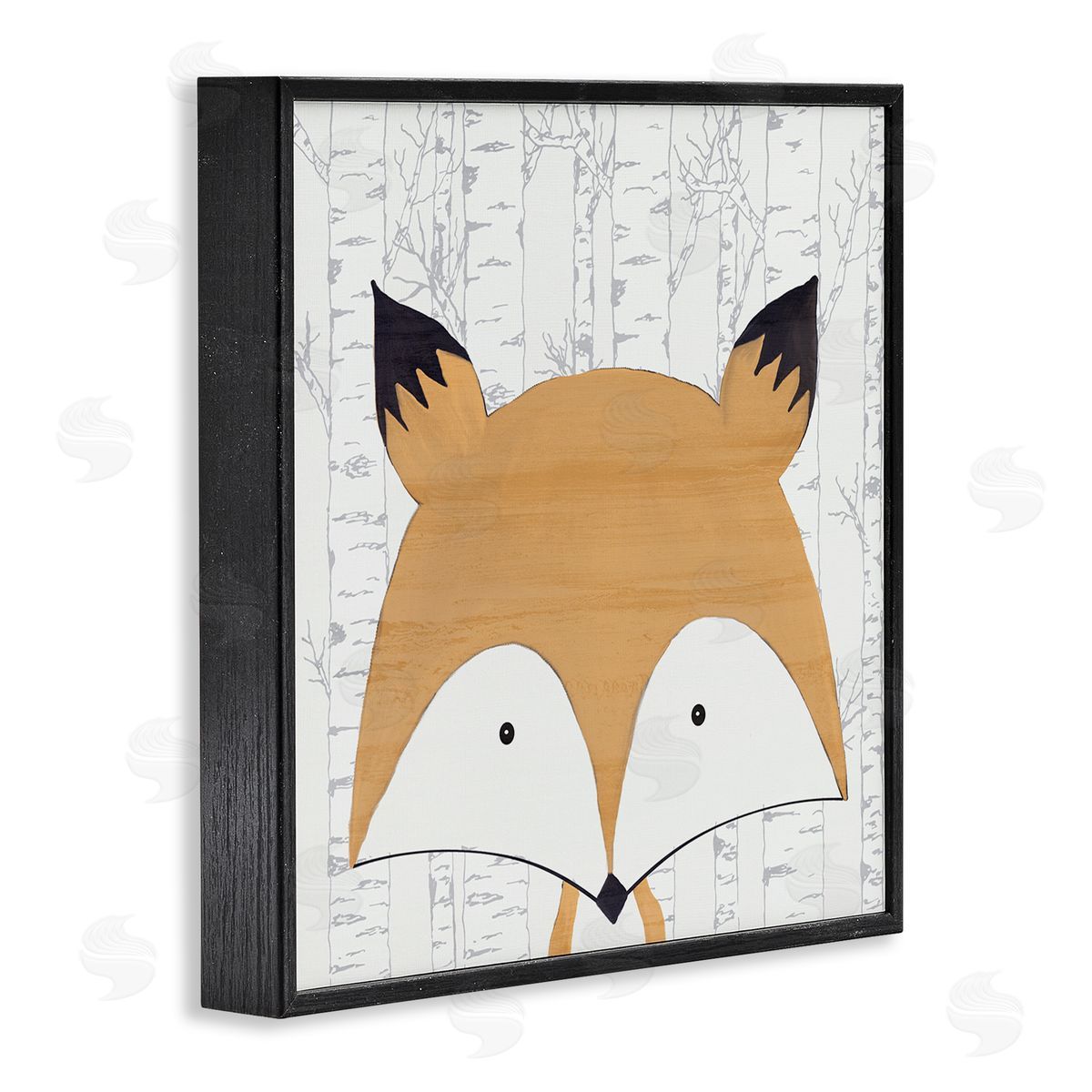 Whimsical Fox on Birch Black Frame Print Wall Art, Home Decor by Kim Allen