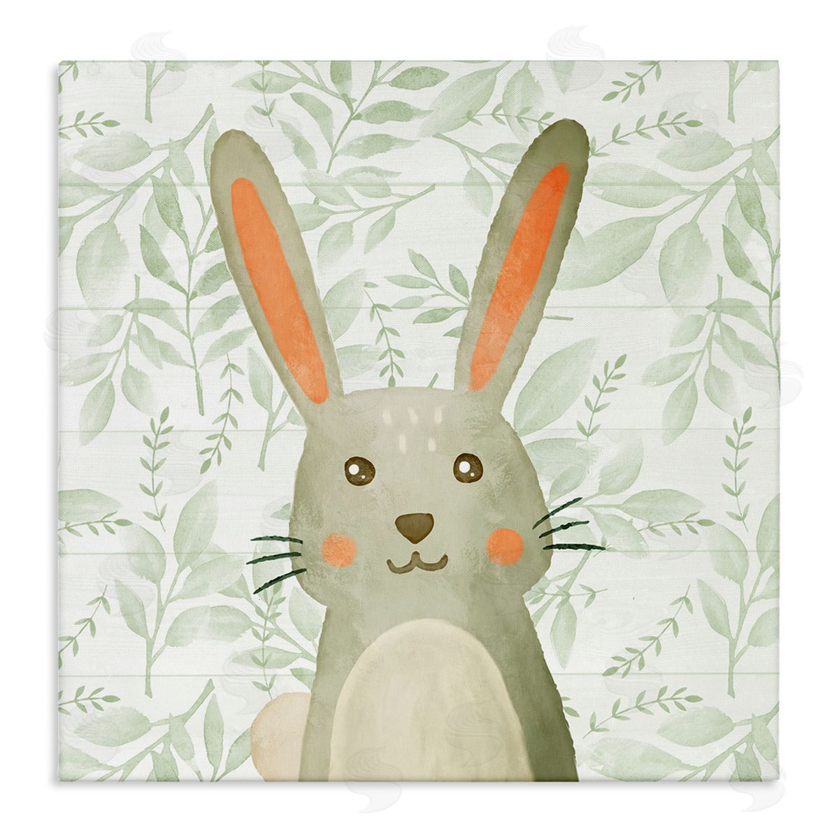 Whimsical Bunny on Florals Canvas Wall Art, Home Decor by Kim Allen