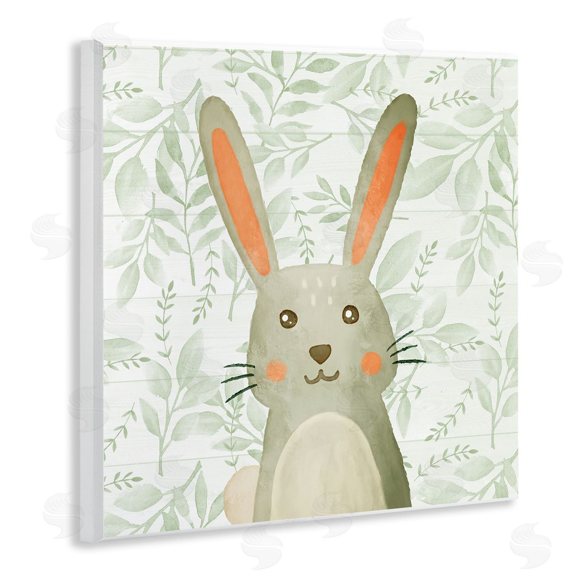 Whimsical Bunny on Florals Wood Plaque Wall Art, Home Decor by Kim Allen