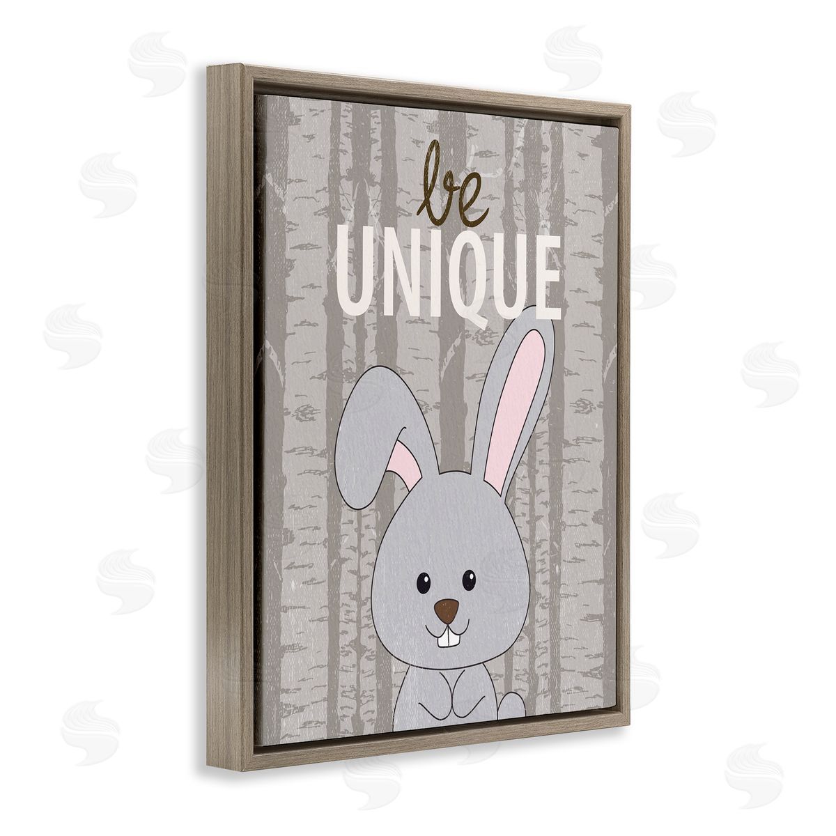 Be Unique Woodland Bunny Brown Floating Frame Canvas Wall Art, Home Decor by Kim Allen