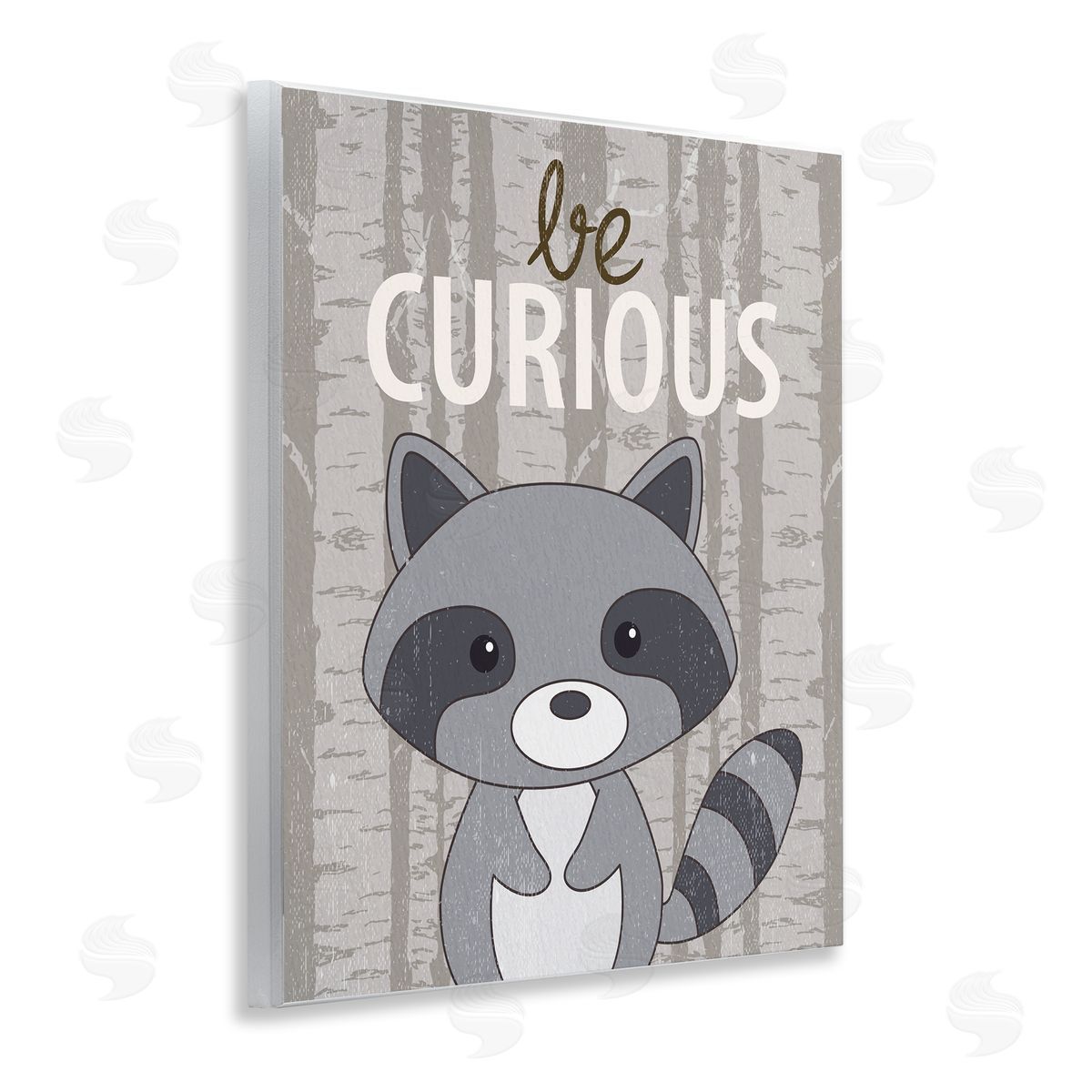 Be Curious Woodland Raccoon Wood Plaque Wall Art, Home Decor by Kim Allen