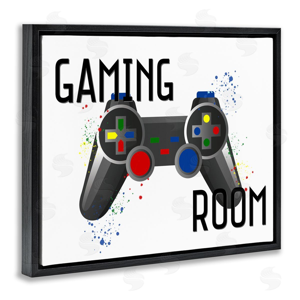 Gaming Room Modern Controller Black Floating Frame Canvas Wall Art, Home Decor by Kim Allen