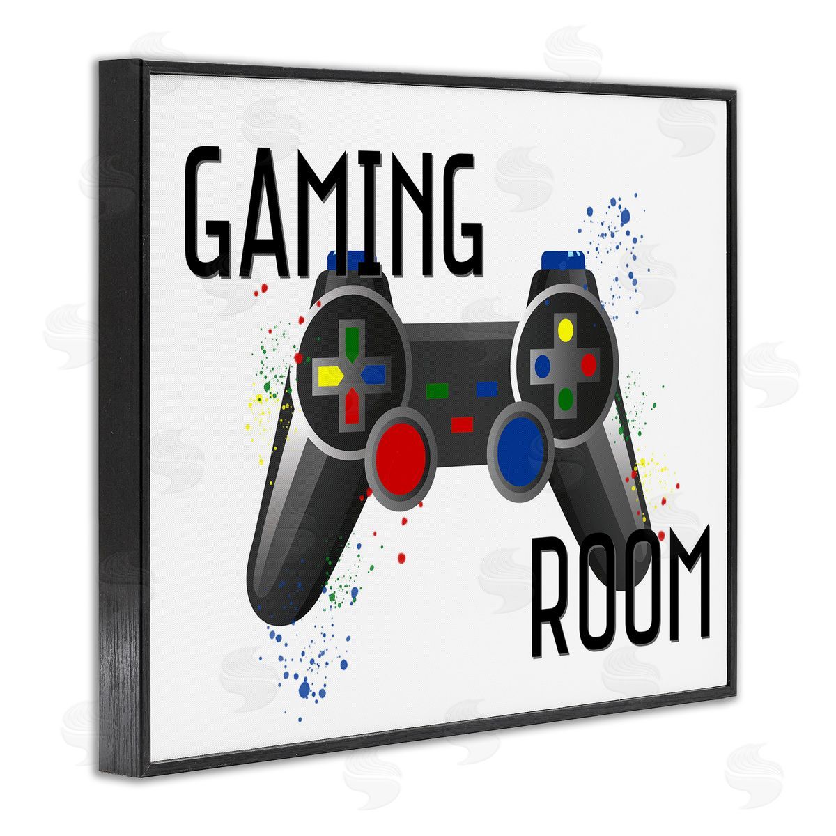 Gaming Room Modern Controller Black Frame Print Wall Art, Home Decor by Kim Allen
