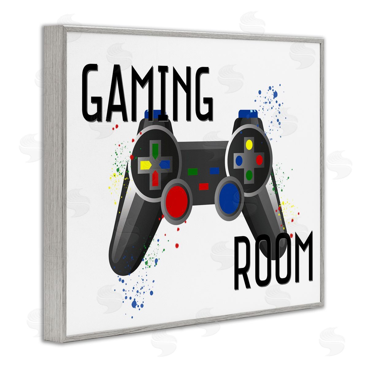 Gaming Room Modern Controller Grey Frame Print Wall Art, Home Decor by Kim Allen