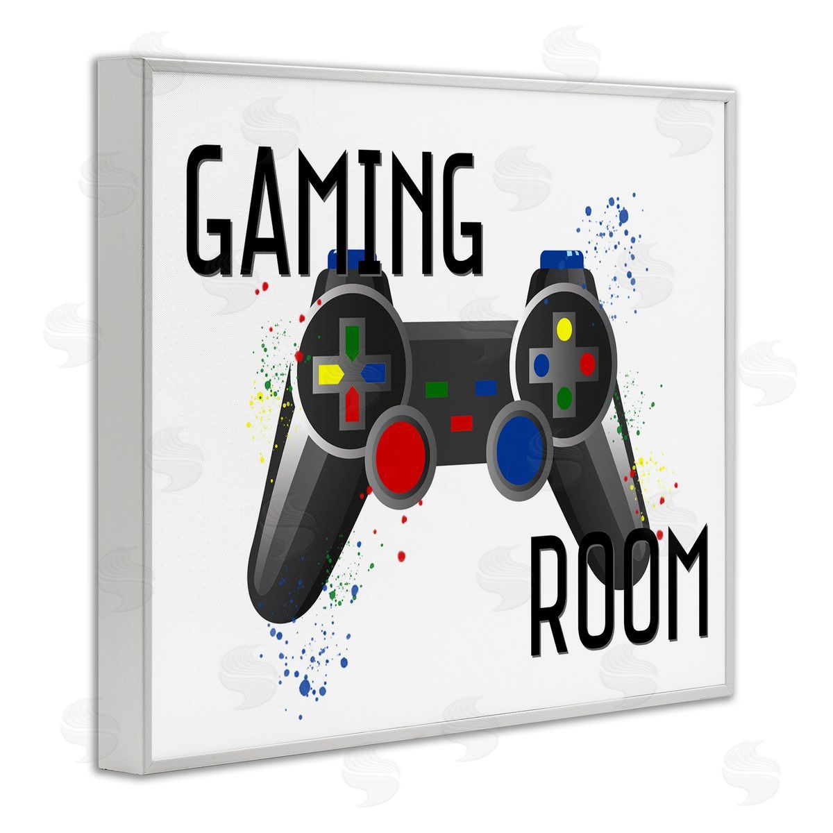 Gaming Room Modern Controller White Frame Print Wall Art, Home Decor by Kim Allen