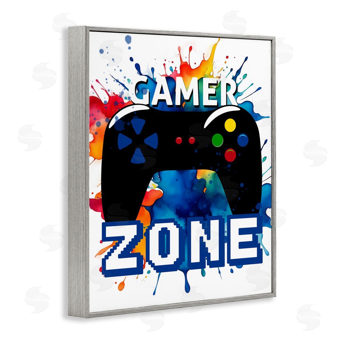 Vivid Modern Gamer Zone Grey Frame Print Wall Art, Home Decor by Kim Allen