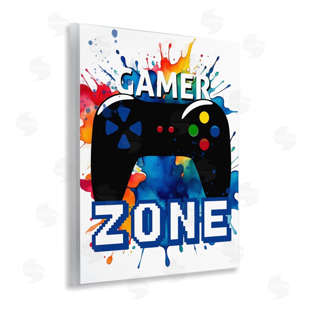Vivid Modern Gamer Zone Wood Plaque Wall Art, Home Decor by Kim Allen