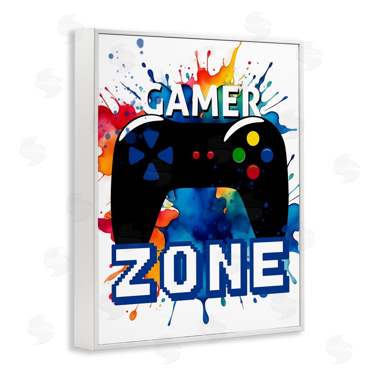 Vivid Modern Gamer Zone White Frame Print Wall Art, Home Decor by Kim Allen