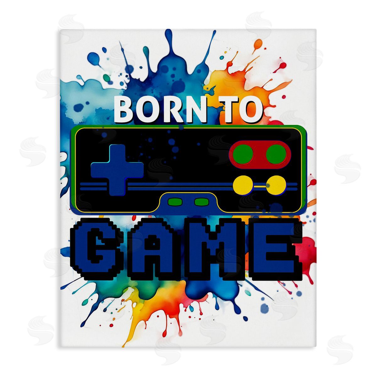 Born to Game Splash Canvas Wall Art, Home Decor by Kim Allen