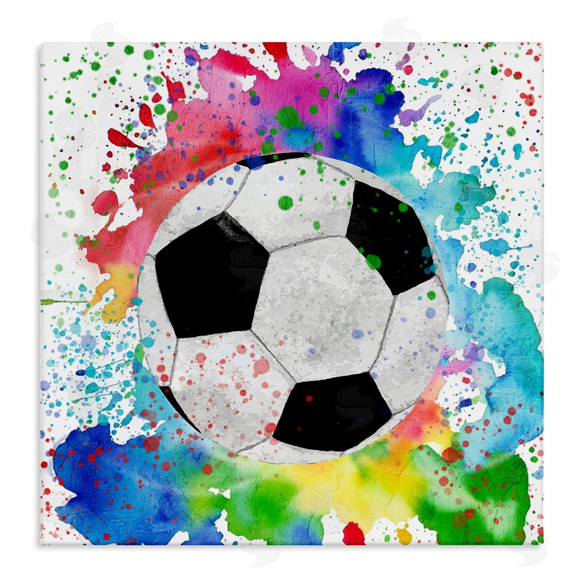 Vivid Splash & Soccer Ball Canvas Wall Art, Home Decor by Kim Allen