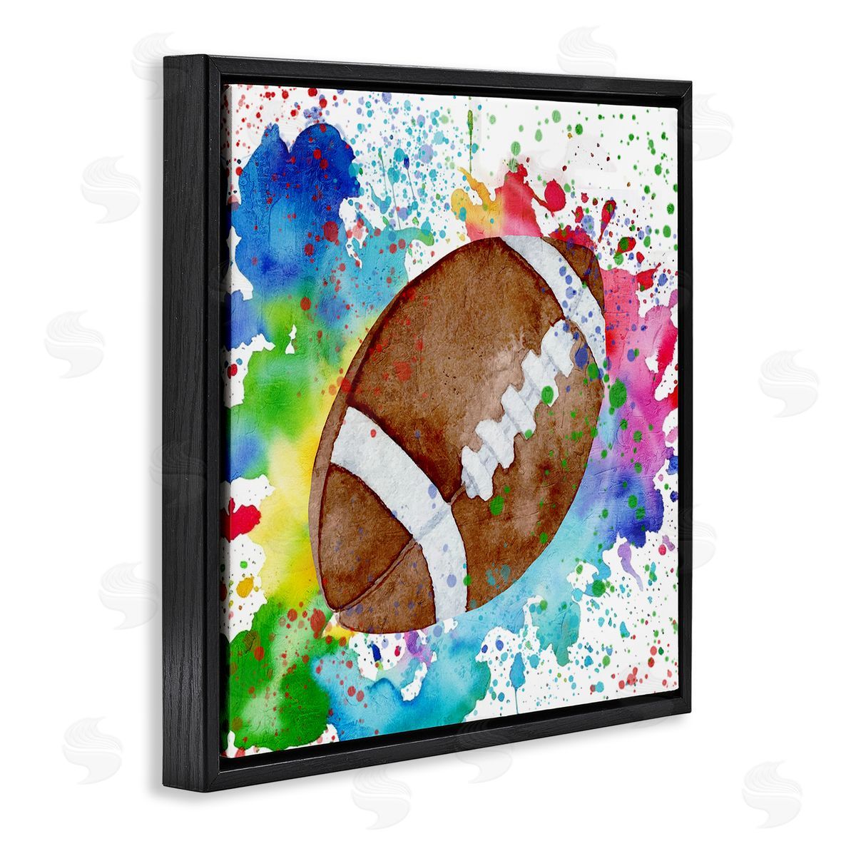 Vivid Splash & Football Black Floating Frame Canvas Wall Art, Home Decor by Kim Allen