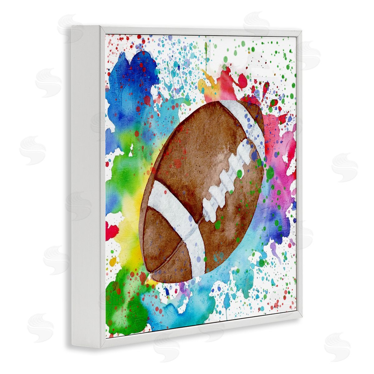 Vivid Splash & Football White Frame Print Wall Art, Home Decor by Kim Allen