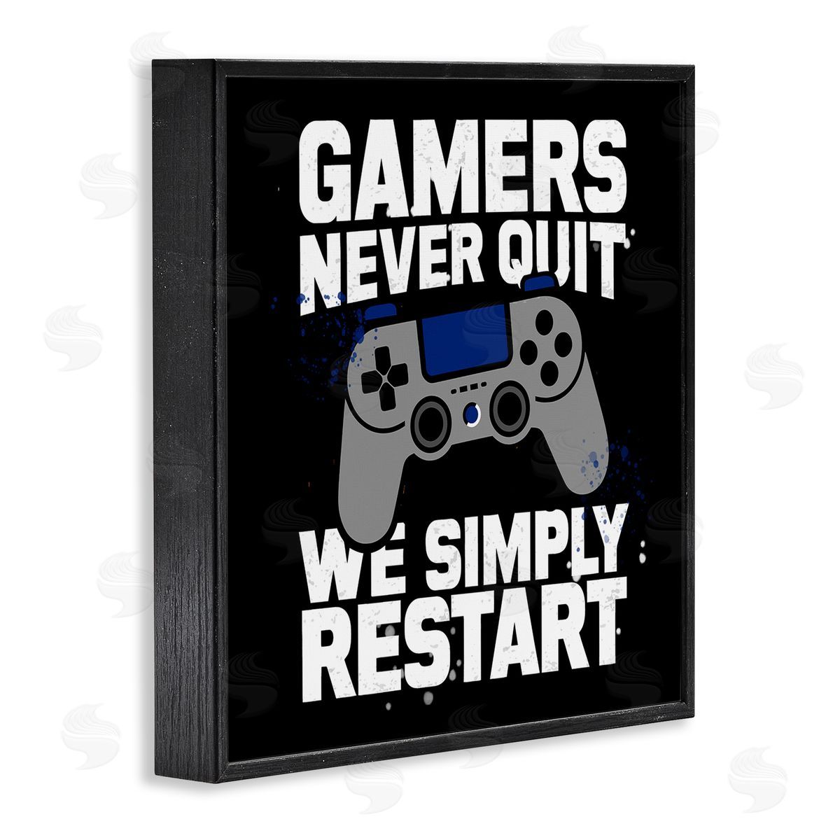 Gamers Never Quit Phrase Black Frame Print Wall Art, Home Decor by Kim Allen
