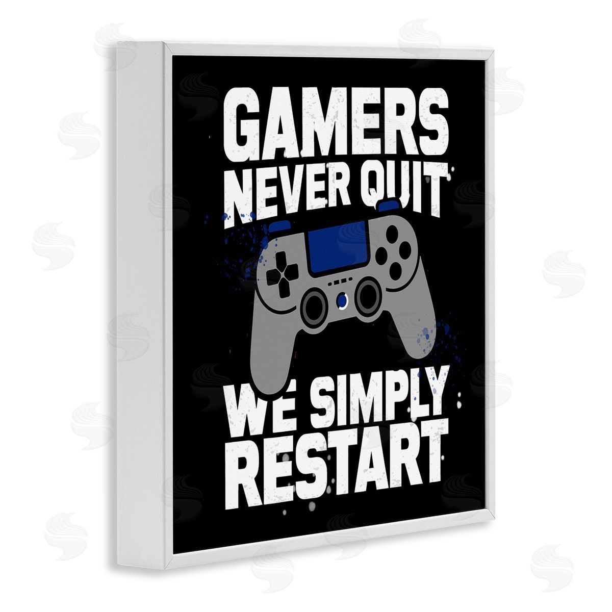 Gamers Never Quit Phrase White Frame Print Wall Art, Home Decor by Kim Allen