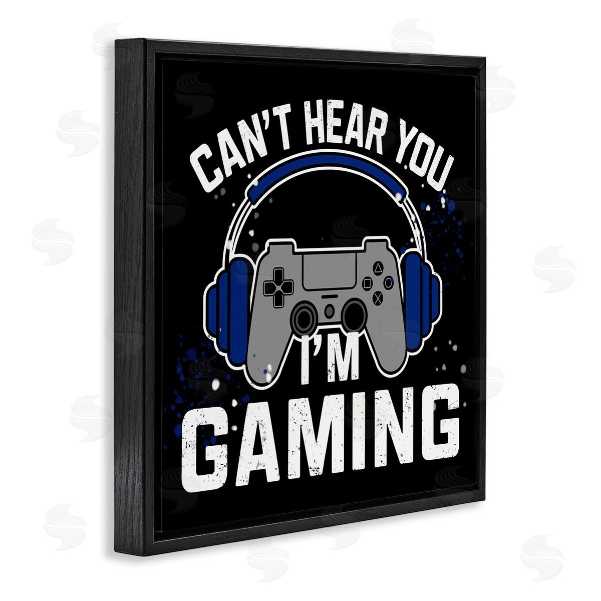 Can't Hear You Gaming Black Floating Frame Canvas Wall Art, Home Decor by Kim Allen