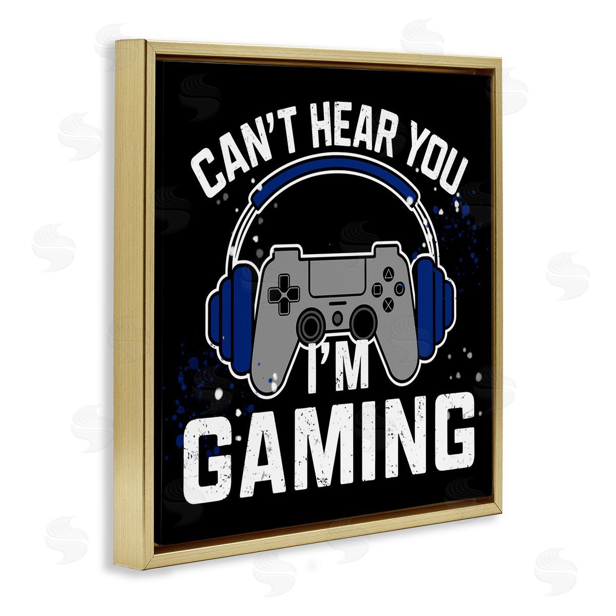 Can't Hear You Gaming Gold Floating Frame Canvas Wall Art, Home Decor by Kim Allen