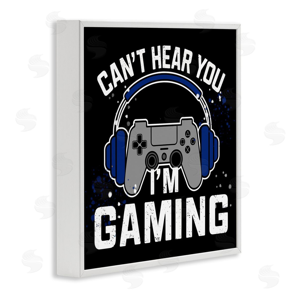Can't Hear You Gaming White Frame Print Wall Art, Home Decor by Kim Allen