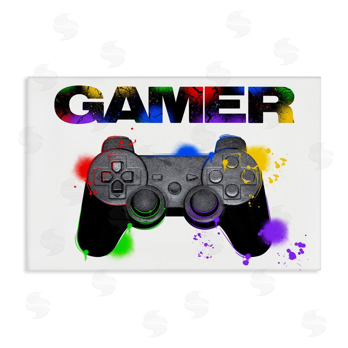 Gamer with Rainbow Splashes Canvas Wall Art, Home Decor by Marcus Prime