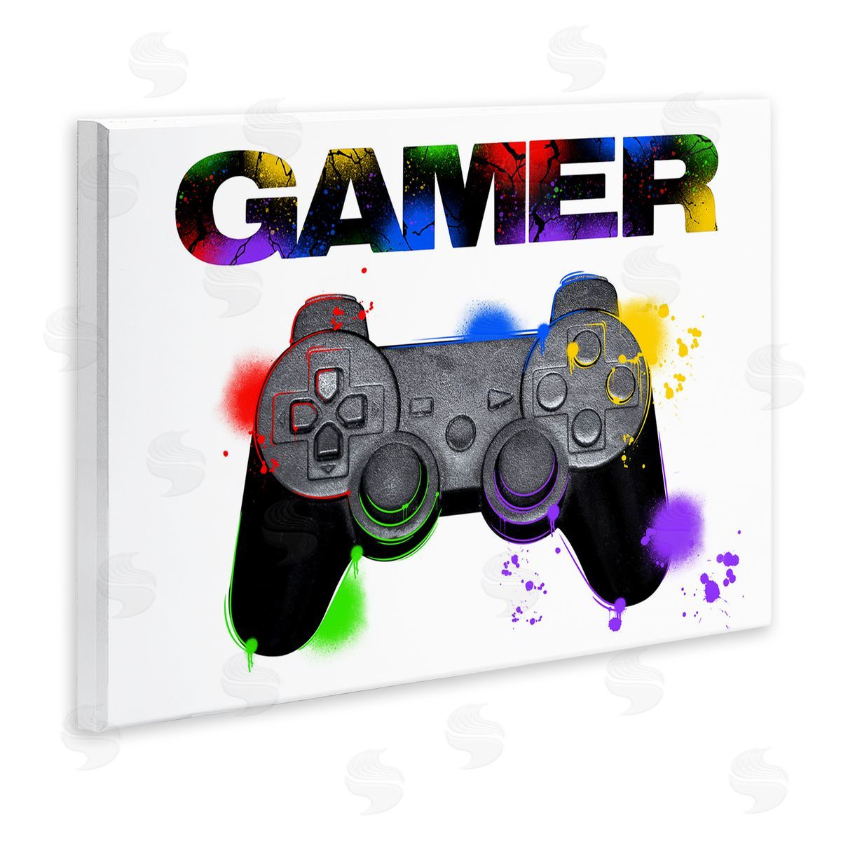 Gamer with Rainbow Splashes Wood Plaque Wall Art, Home Decor by Marcus Prime
